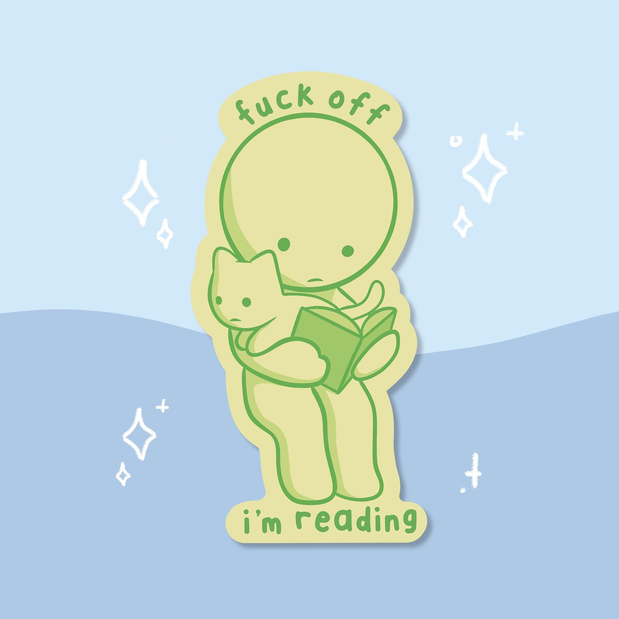 Smiski F Off I'm Reading Waterproof Sticker