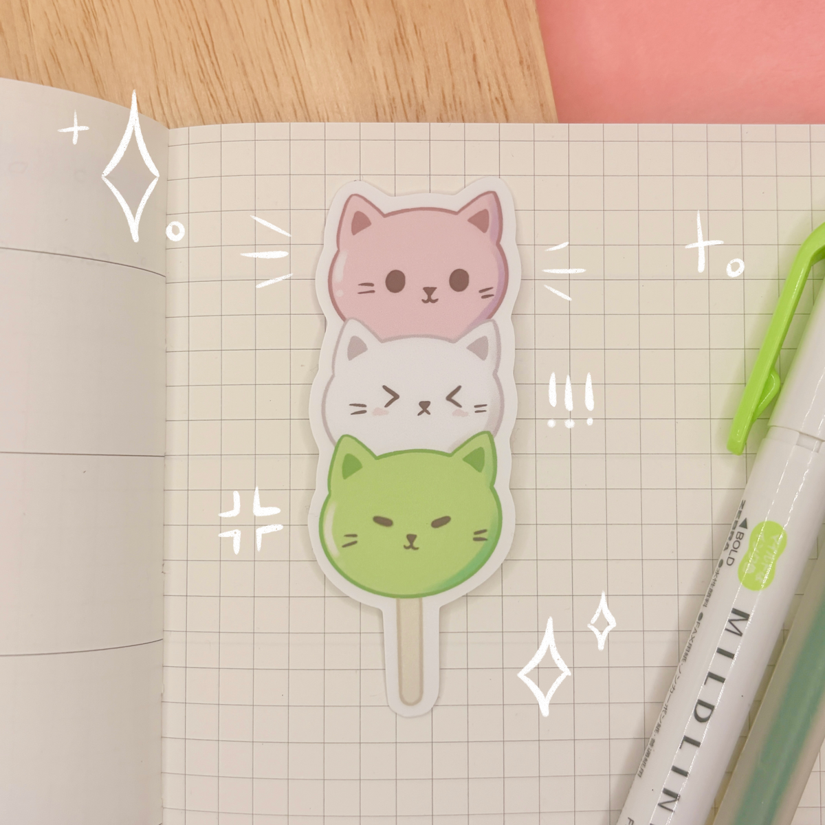 Dango Cat Waterproof Sticker