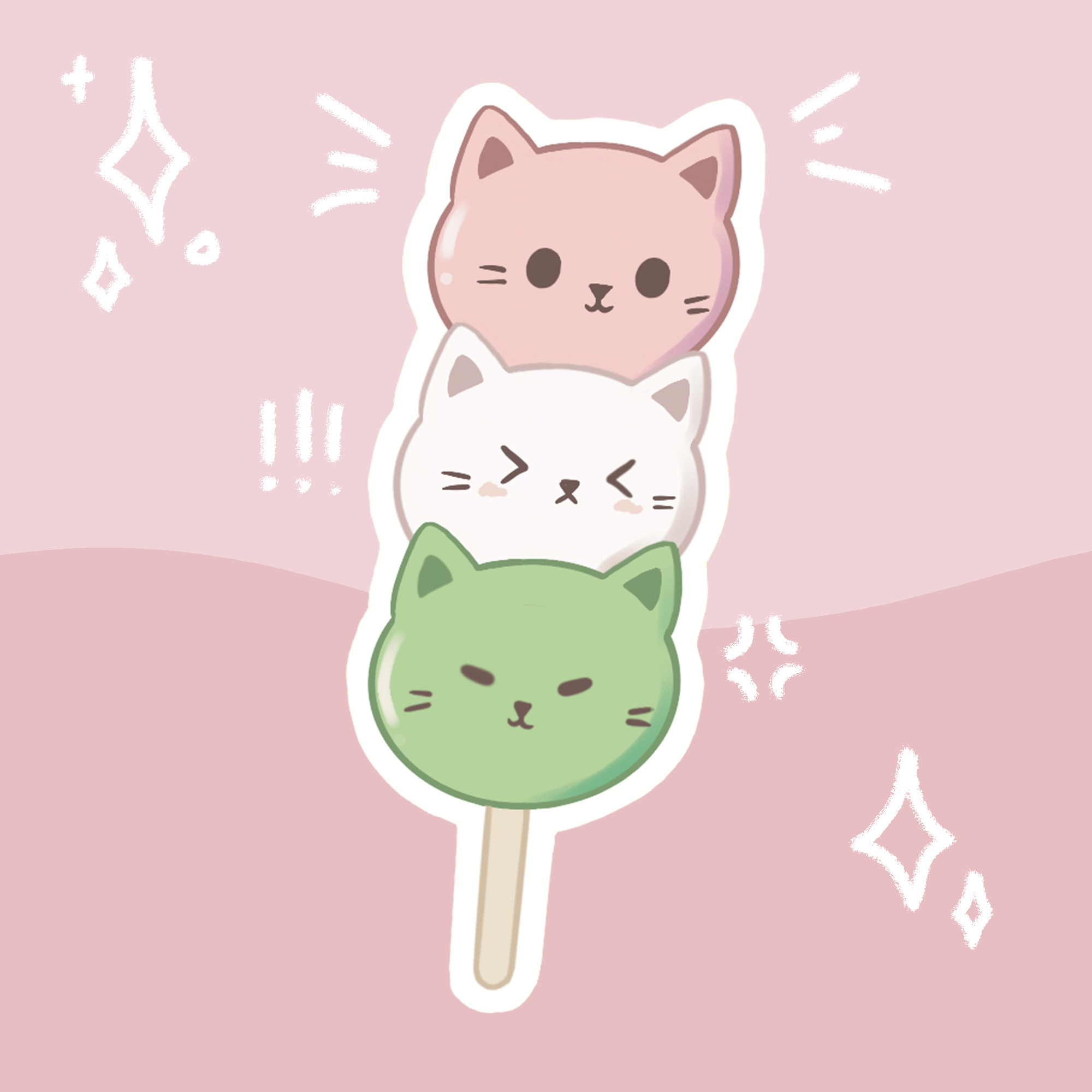 Dango Cat Waterproof Sticker