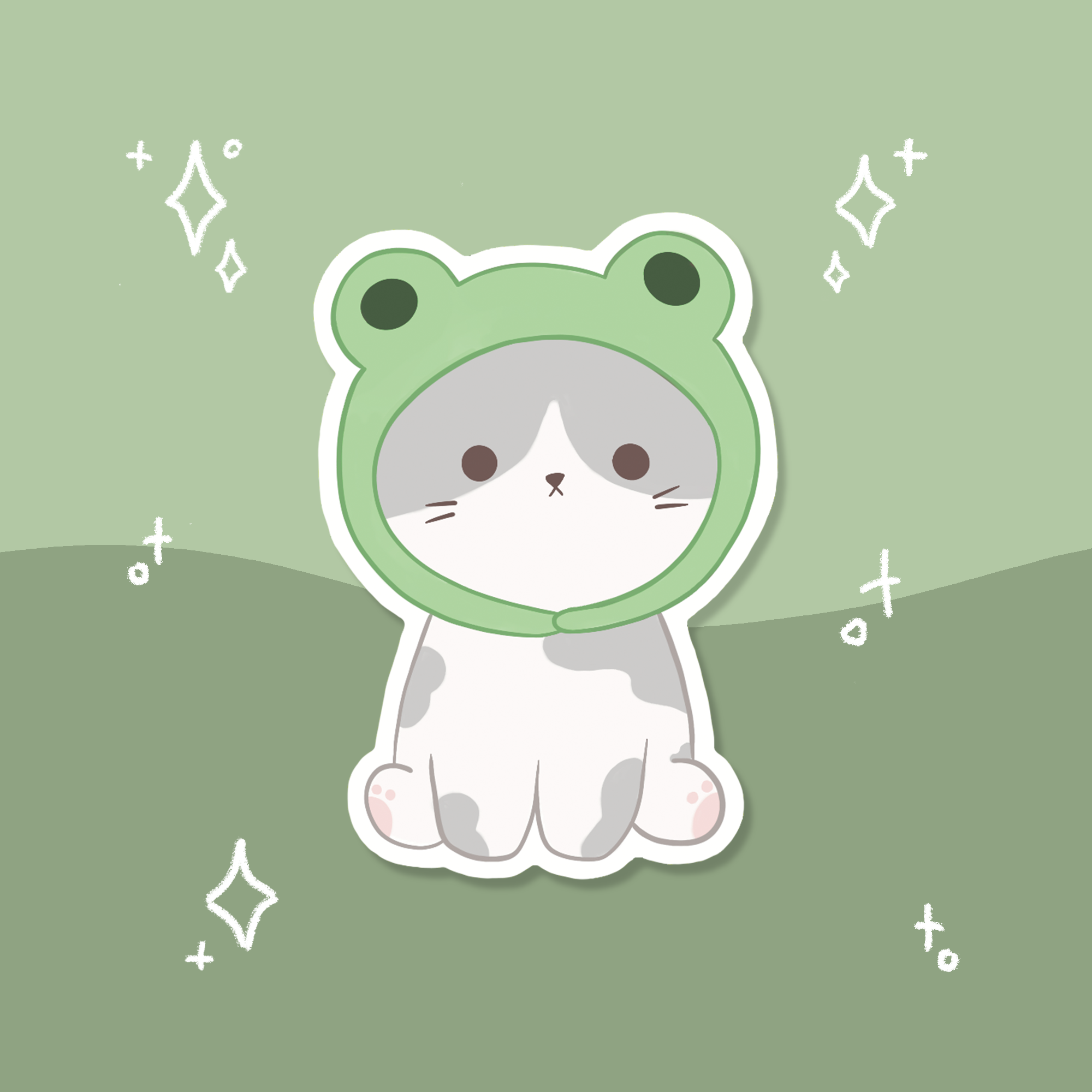 Frog Cat Waterproof Sticker