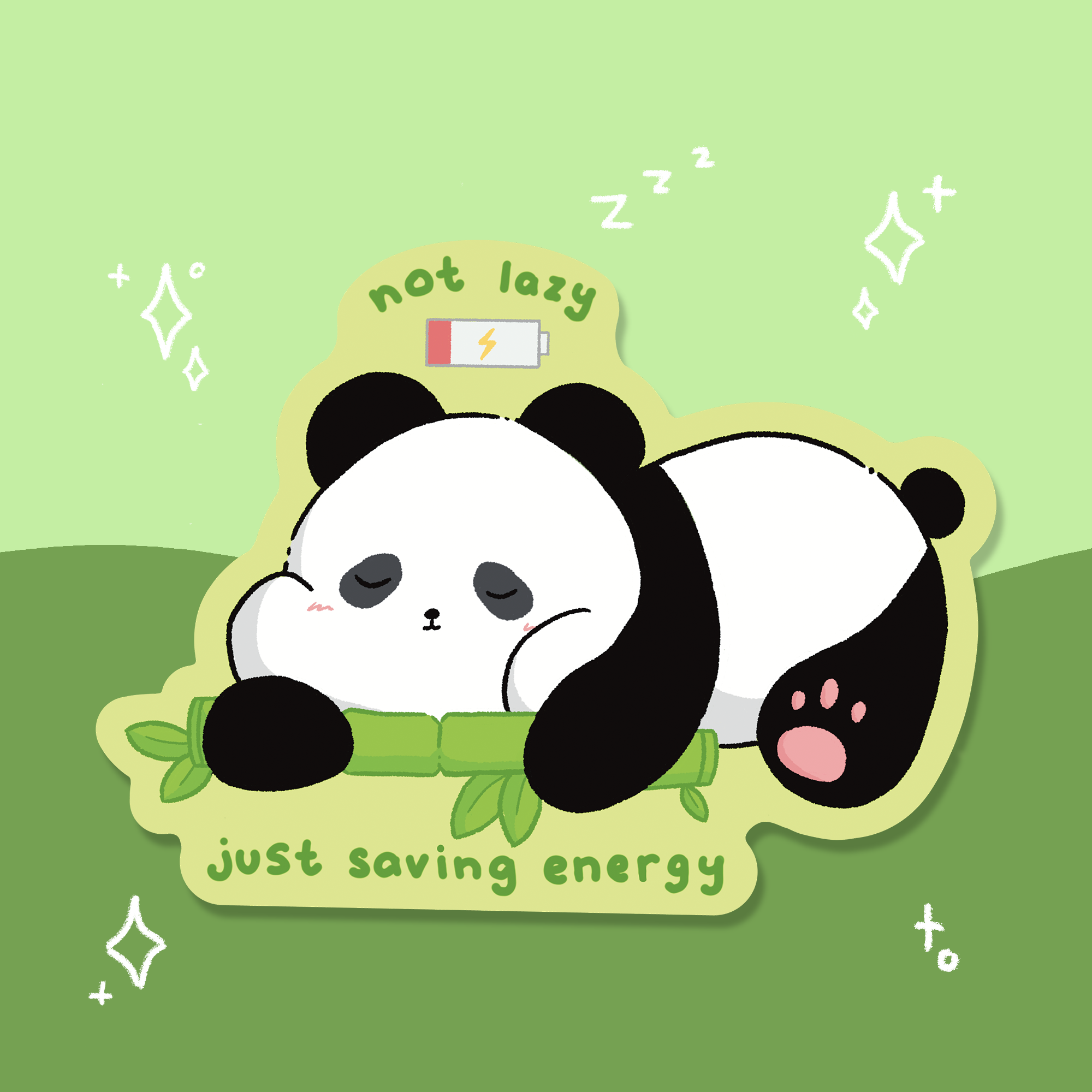Panda Just Saving Energy Waterproof Sticker