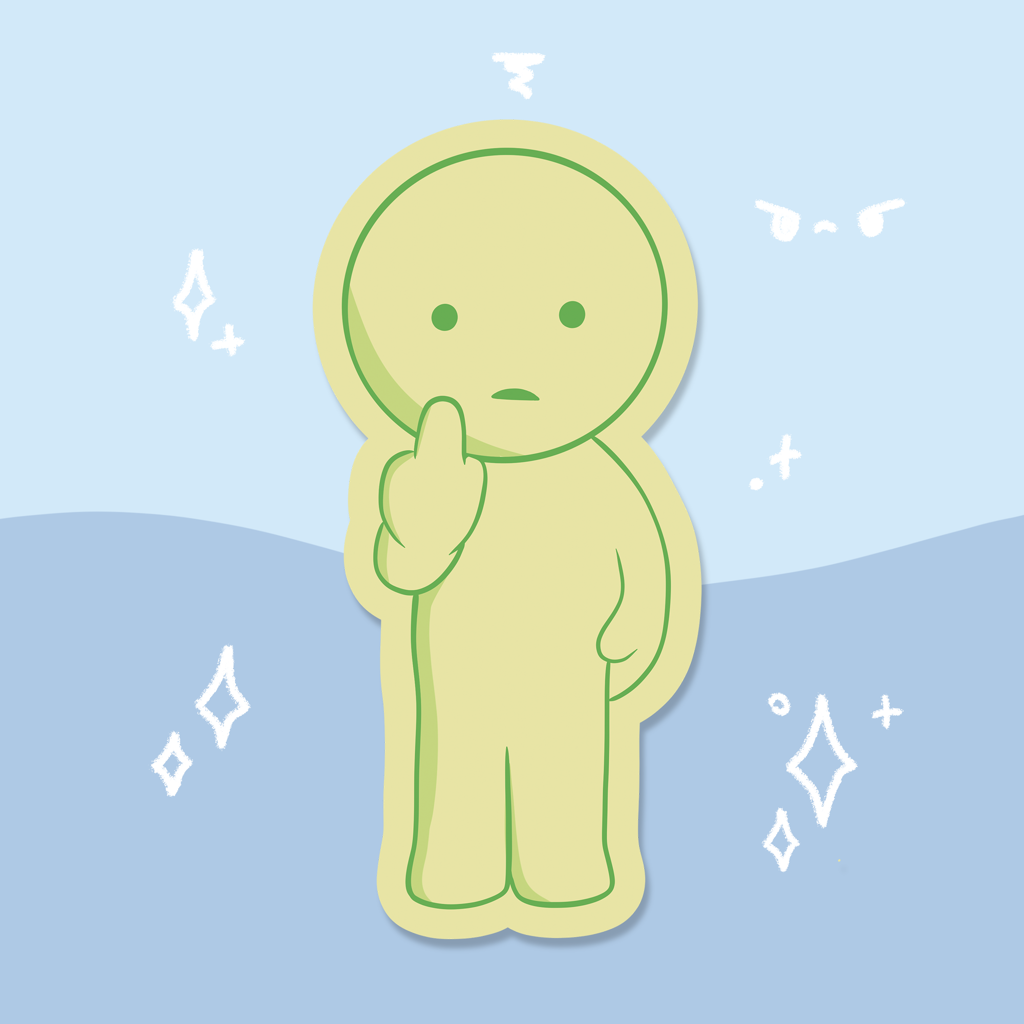 Smiski Middle Finger Waterproof Sticker